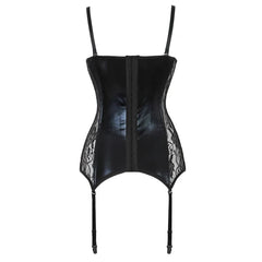 High quality lace Up Leather Corset with Push Bodice