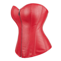 Faux Leather Overbust  Women Zipper Corset Top